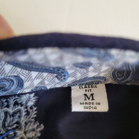 Robert Graham M Navy Blue (Sashiko)Textured Paisley Short Sleeve Button Up Shirt - Picture 6 of 13